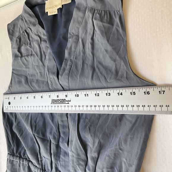 Cynthia Rowley Women Silk Dress US 4 Blue Shirt Dress Sleeveless Knee Length - Picture 4 of 10